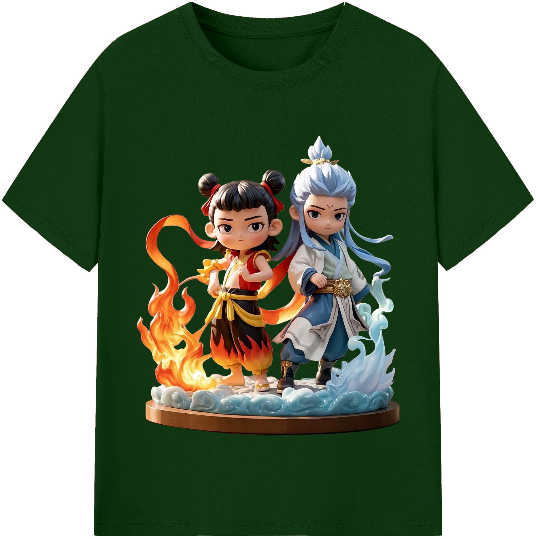 （画像用） Ne Zha 2 ナタ 魔童の大暴れ 綿100％半袖Tシャツ（フロントプリント）